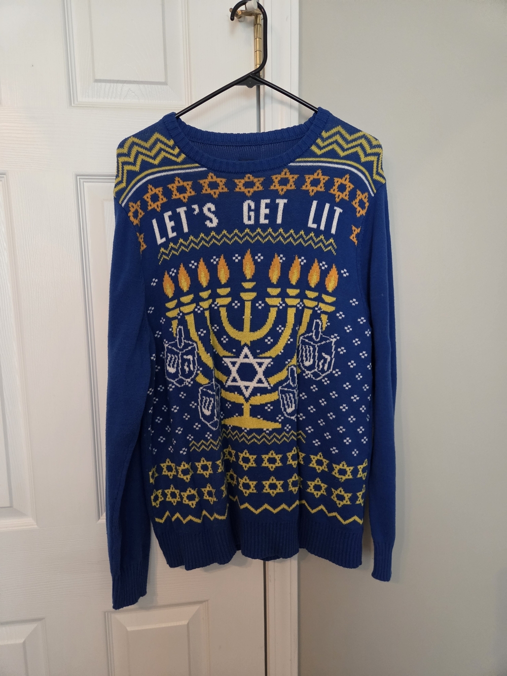 Route 66 Blue & Yellow Men’s Crewneck Sweater - “Let’s Get Lit”